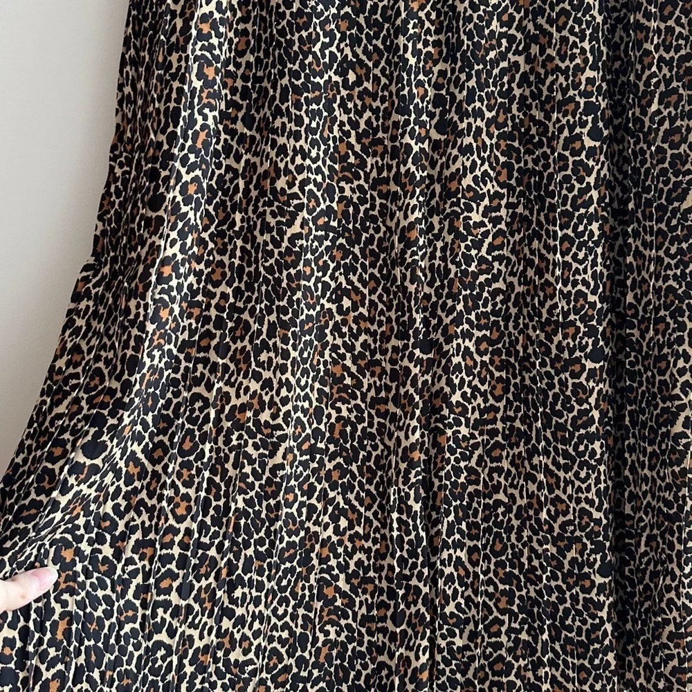 J. Crew Cheetah Print Pleated Midi Skirt, Size 8